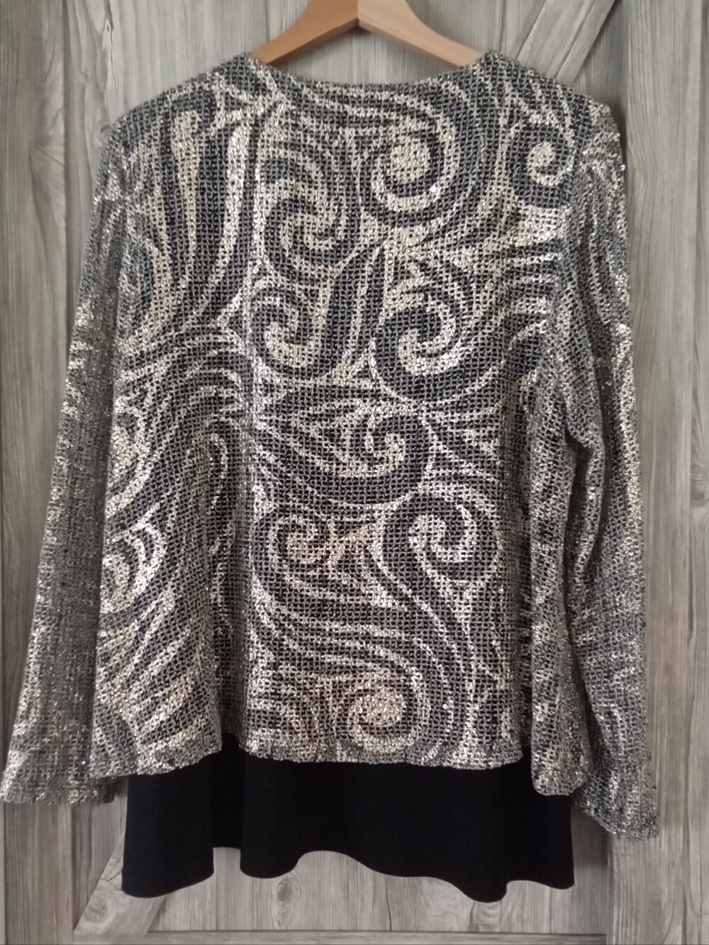 Joseph Ribkoff Black Gold Mesh Layered Tunic 14/16 - Picture 4 of 9